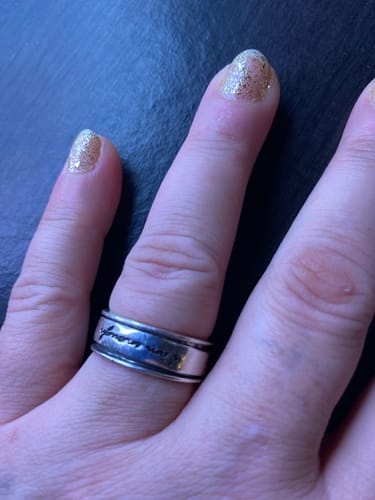 Customer photo review of "I Am Enough" Fidget Ring Sterling Silver