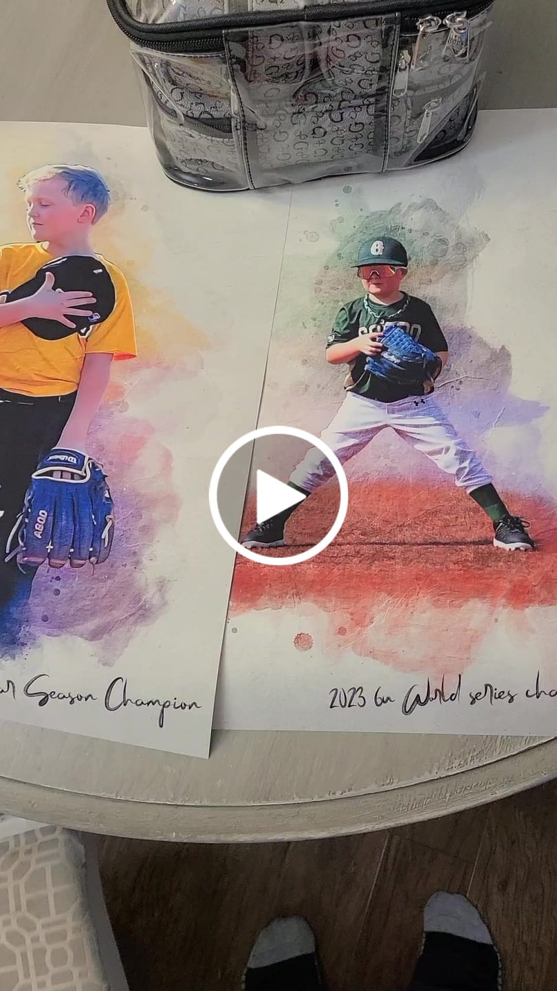 Customer video review of Personalized baseball photo Painting