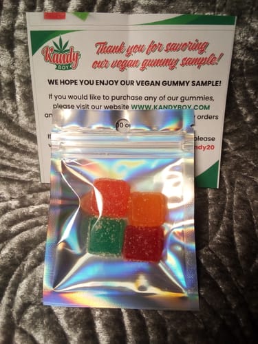 Customer photo review of Free THC Gummy Sample | 4-Pack Assorted Vegan THC Gummy Sample + FREE SHIPPING