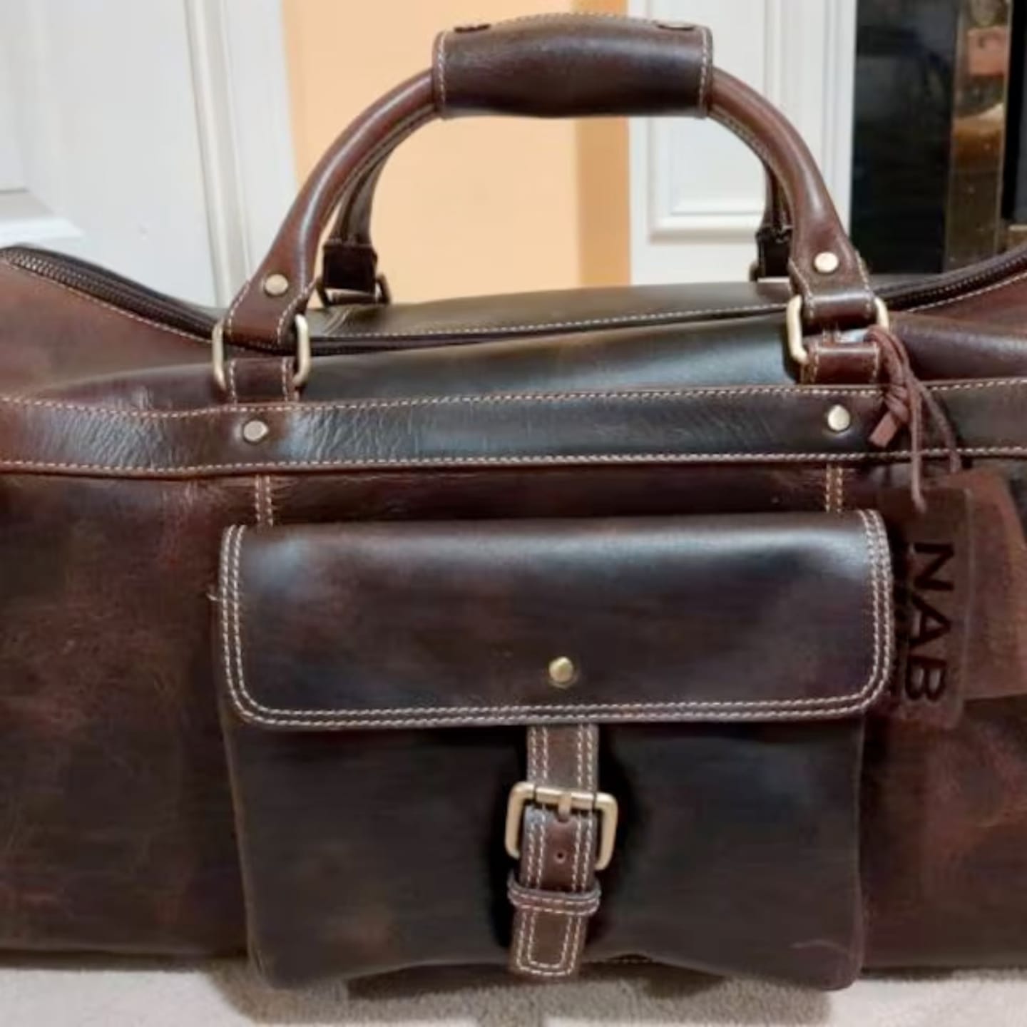 Customer photo review of The Voyager Duffle - Brown Full-Grain Distressed Leather Duffle Bag