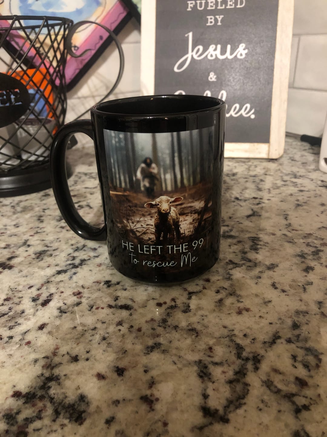 Customer photo review of He Left the 99 to Rescue Me, Jesus and Lost Sheep, Coffee Mug