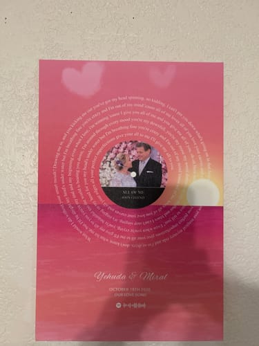 Customer photo review of Custom Music Lyrics Canvas