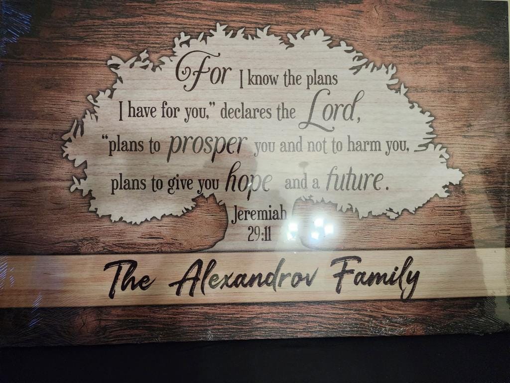 Customer photo review of For I know the plans I have for you Jeremiah 29:11 personalized name wall art canvas