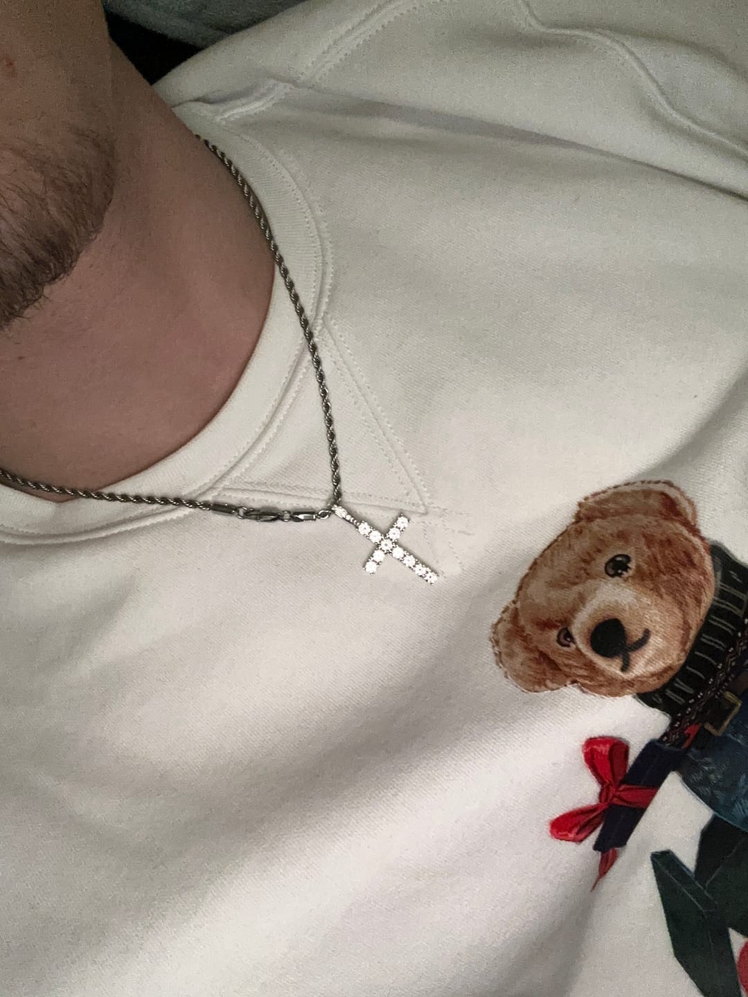 Customer photo review of CROSS PIECE PENDANT. - WHITE GOLD