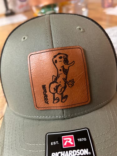 Customer photo review of Custom Leather Patch Trucker Hat - Richardson 115