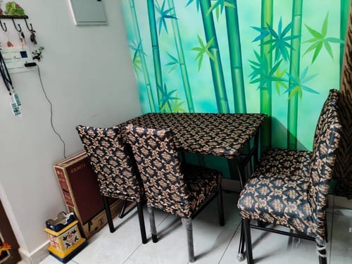 Customer photo review of DivineTrendz Exclusive - Royals Black Elastic Chair & Table Cover