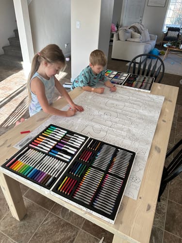 Customer photo review of ABC 123 Table Top Coloring Banner