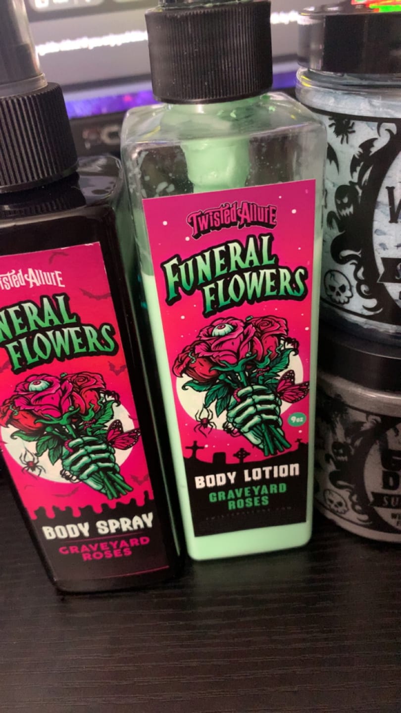 Customer photo review of Funeral Flowers body lotion (Graveyard Roses)