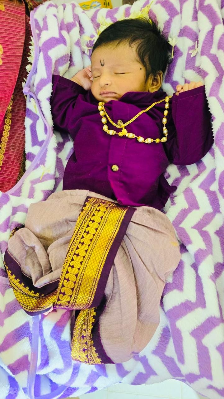 Customer photo review of Lavendar and wine kurta dhoti ethnic dress for baby boy