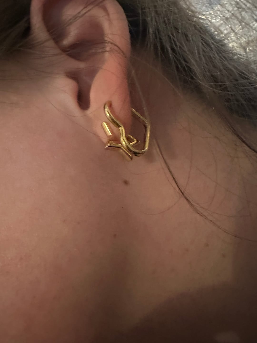 Customer photo review of Gold Star Hoop Earrings
