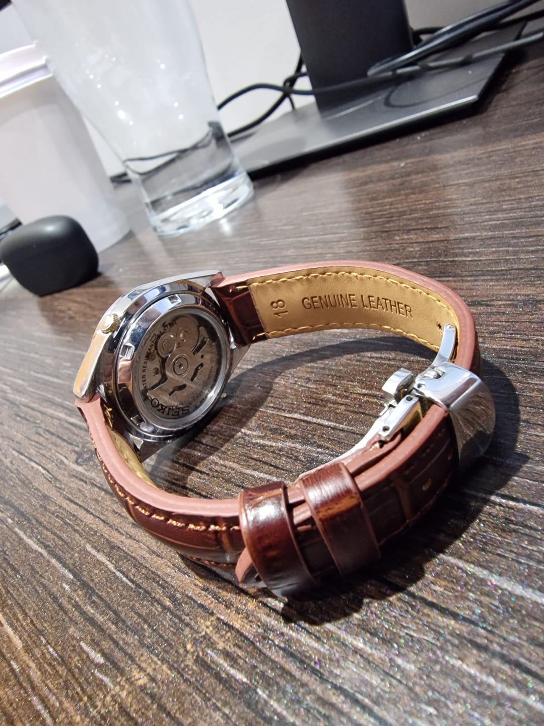 Customer photo review of Genuine Leather Calfskin Premium Watch Strap with Stainless Steel Deployant Butterfly Clasp