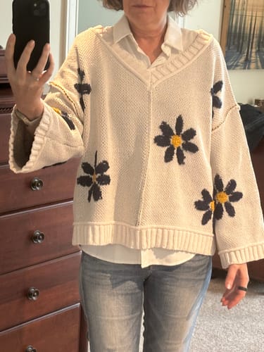 Customer photo review of My Cozy Daisy Sweater (Ivory)