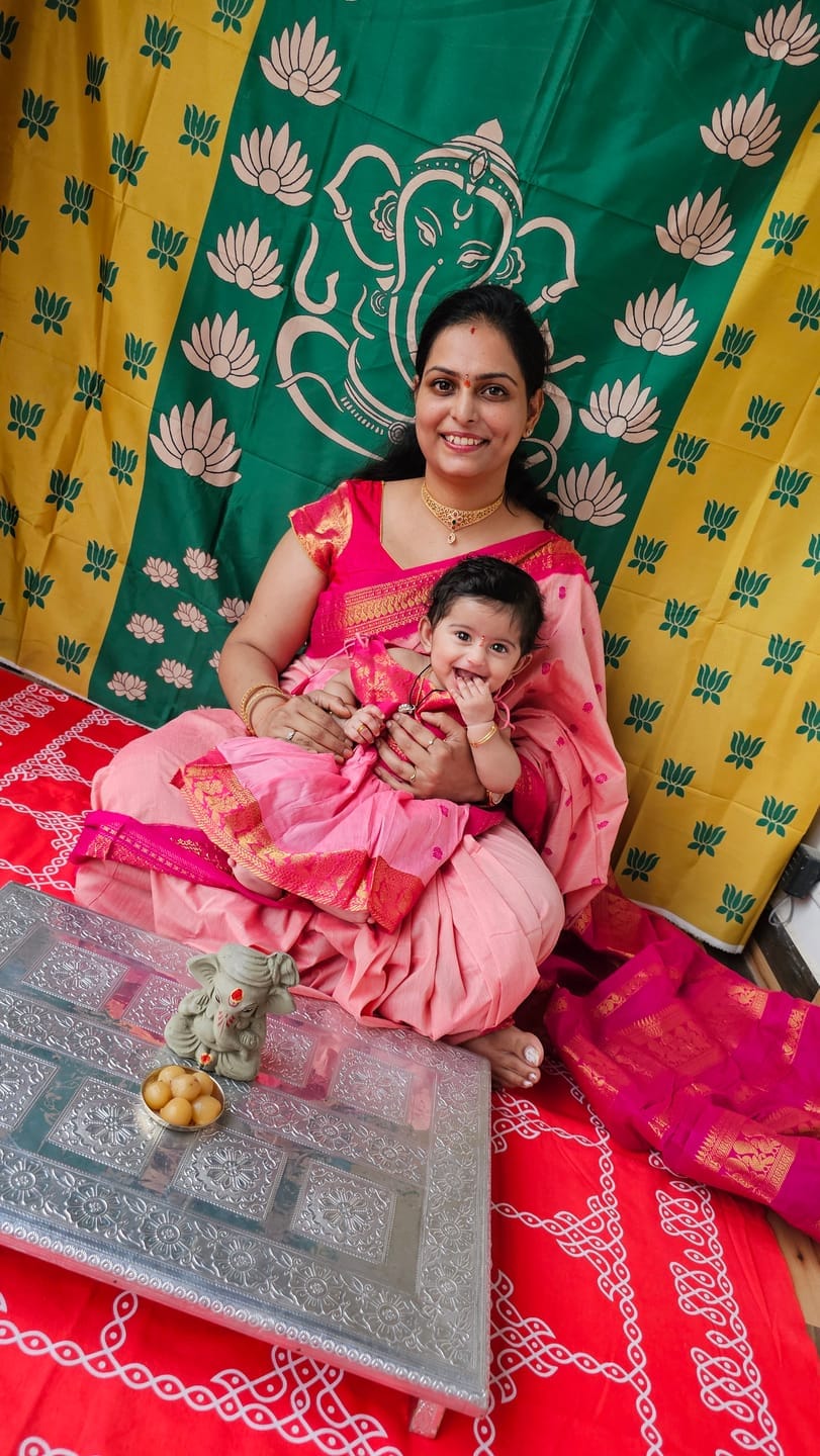 Customer photo review of Pink and blush langa blouse ethnic lehenga dress for baby girl