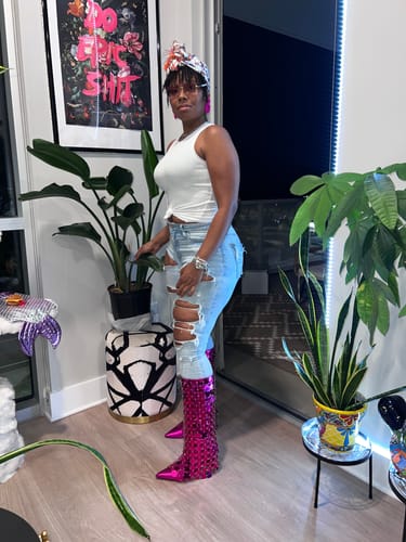 Customer photo review of CARMMELITA-FUCHSIA STILETTO BOOT