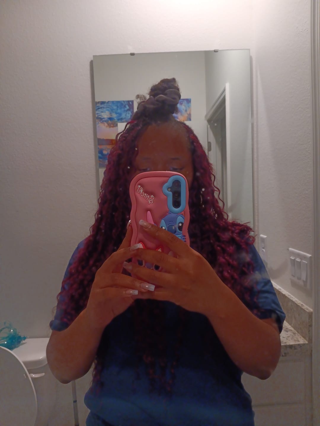 Customer photo review of Burgundy Deep Wave Bulk Hair Extensions for Braiding