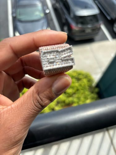 Customer photo review of TBTK Custom Men's Ring Personalized Big Baguettecz Letters Numbers Full Iced Out Cubic Zirconia Party Ring Hiphop Rapper Jewelry