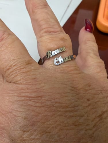 Customer photo review of Personalized Double Name Ring