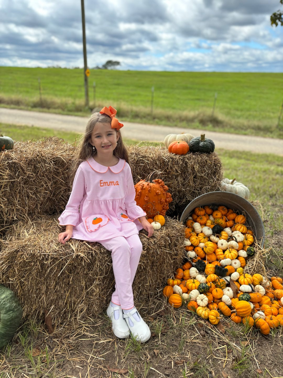 Customer photo review of Light Pink Stripe Pumpkin Caroline Legging Set