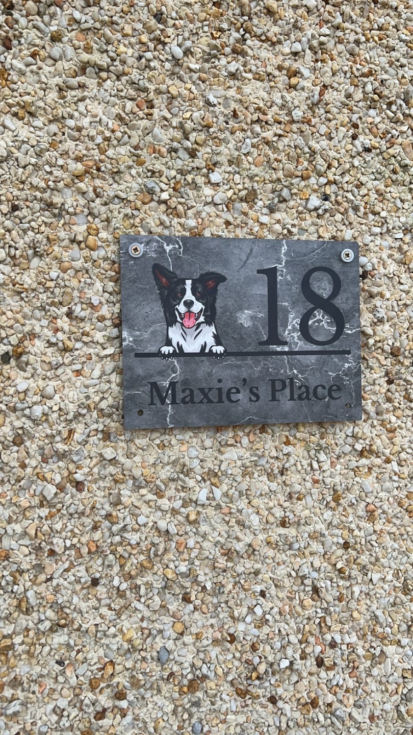 Customer photo review of House number marble look - Personalised Door Sign