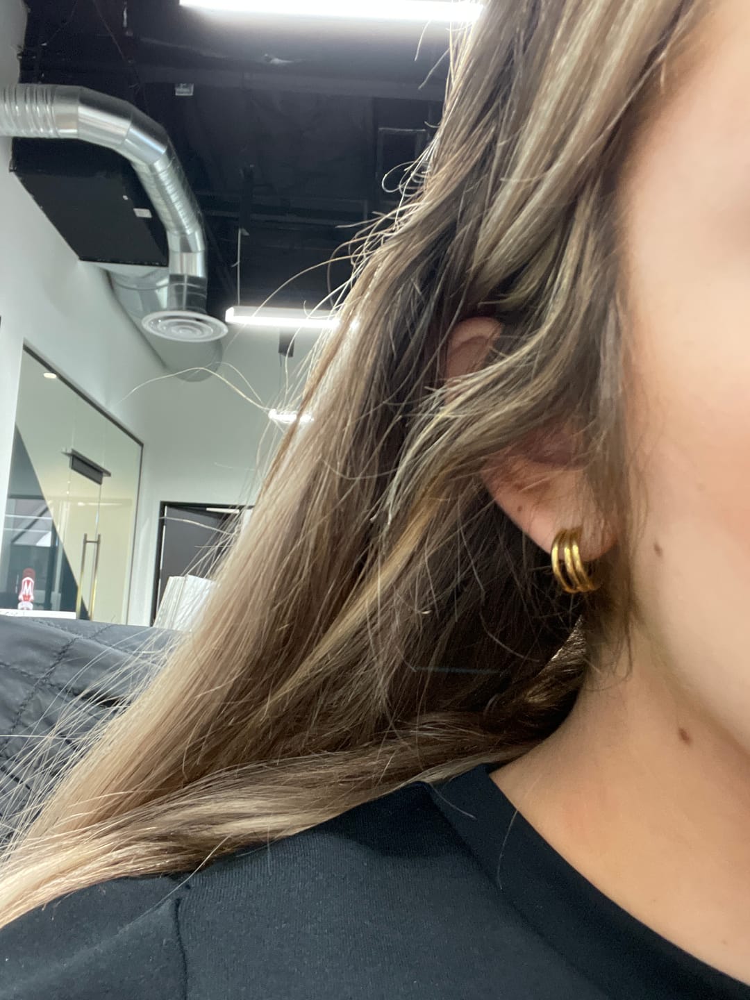 Customer photo review of Anaya Triple Gold Hoop Earrings