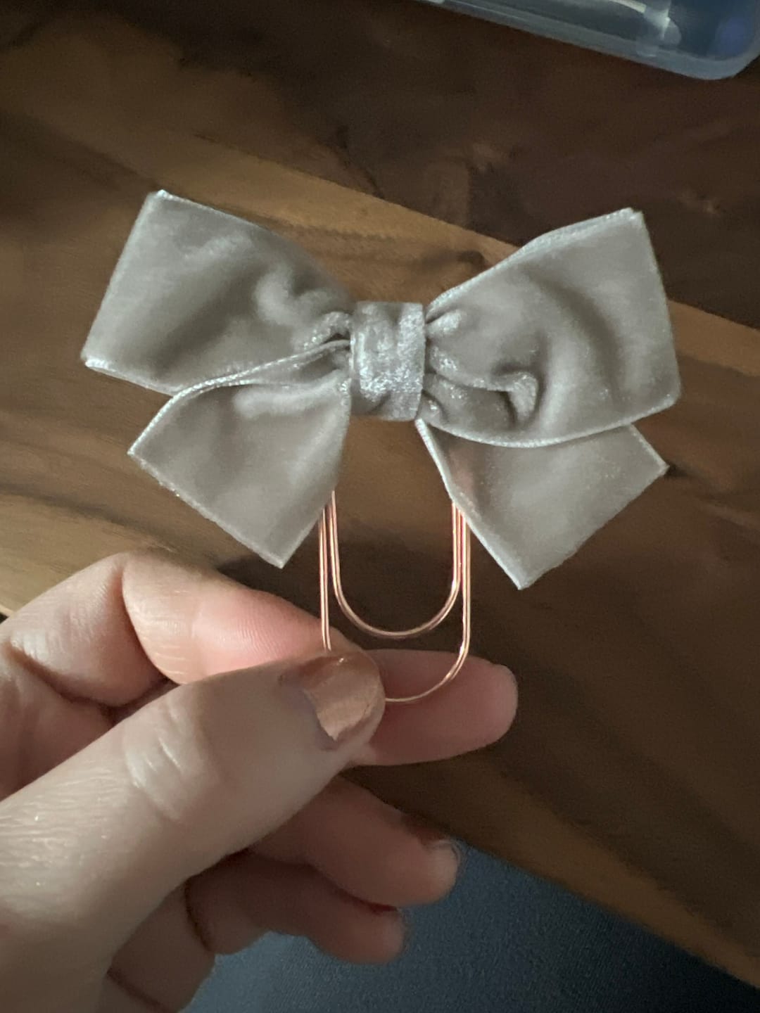 Customer photo review of Rose Gold Paper Clip, Velvet Bow Planner Clip, Rose Gold Planner Clip, Bookmark Gift for Her, Personalize My Planner, Party Favor