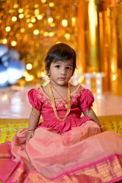 Customer photo review of Pink and blush langa blouse ethnic lehenga dress for baby girl