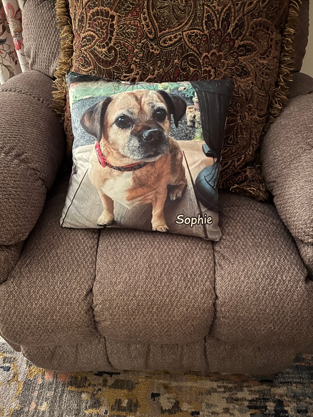 Customer photo review of Custom Photo Pillow with Your Dog Photos, Print Pet Photo on Pillow