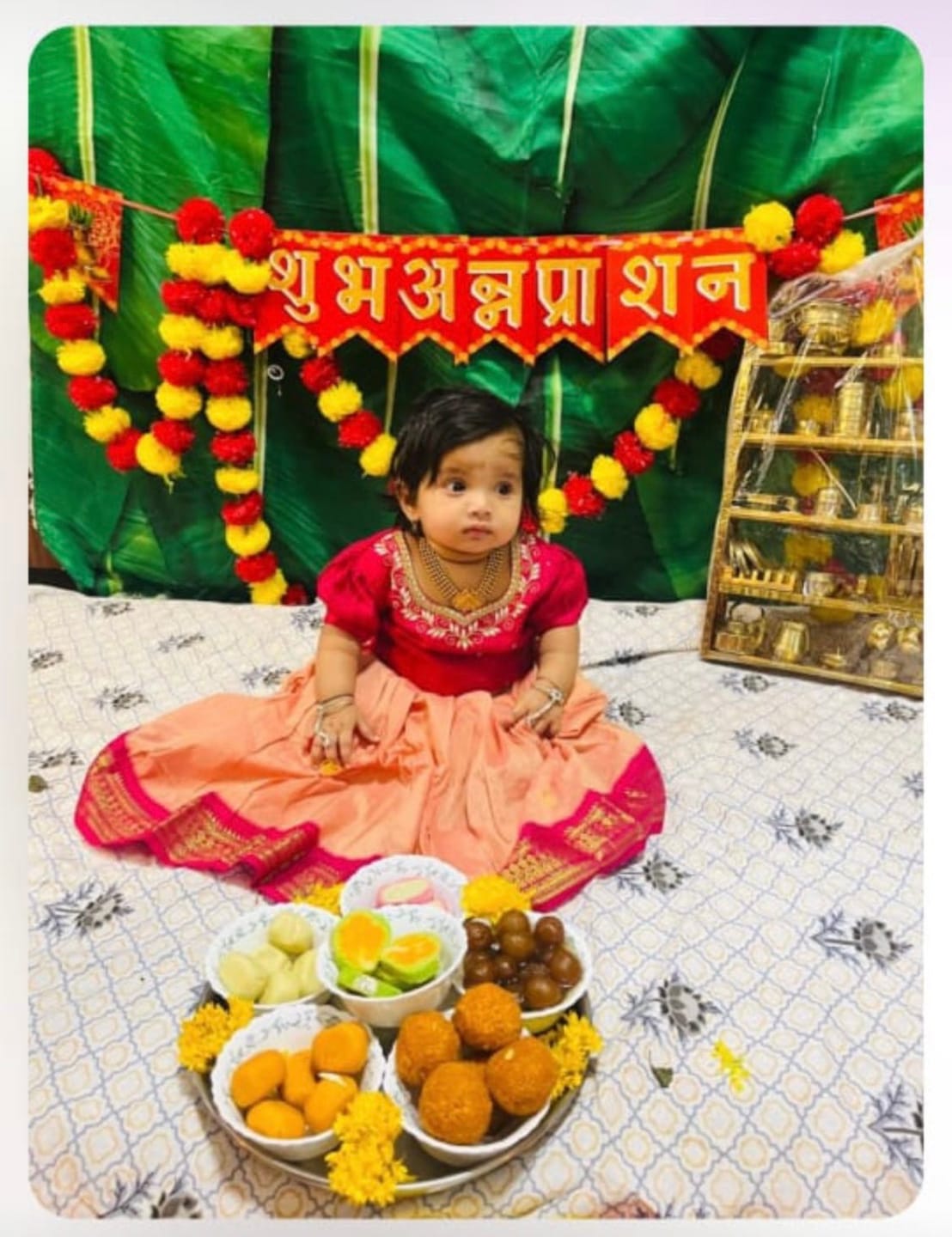 Customer photo review of Pink and blush langa blouse ethnic lehenga dress for baby girl