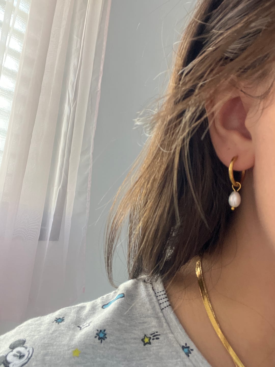 Customer photo review of Freshwater Pearl Bella Hoop Earrings