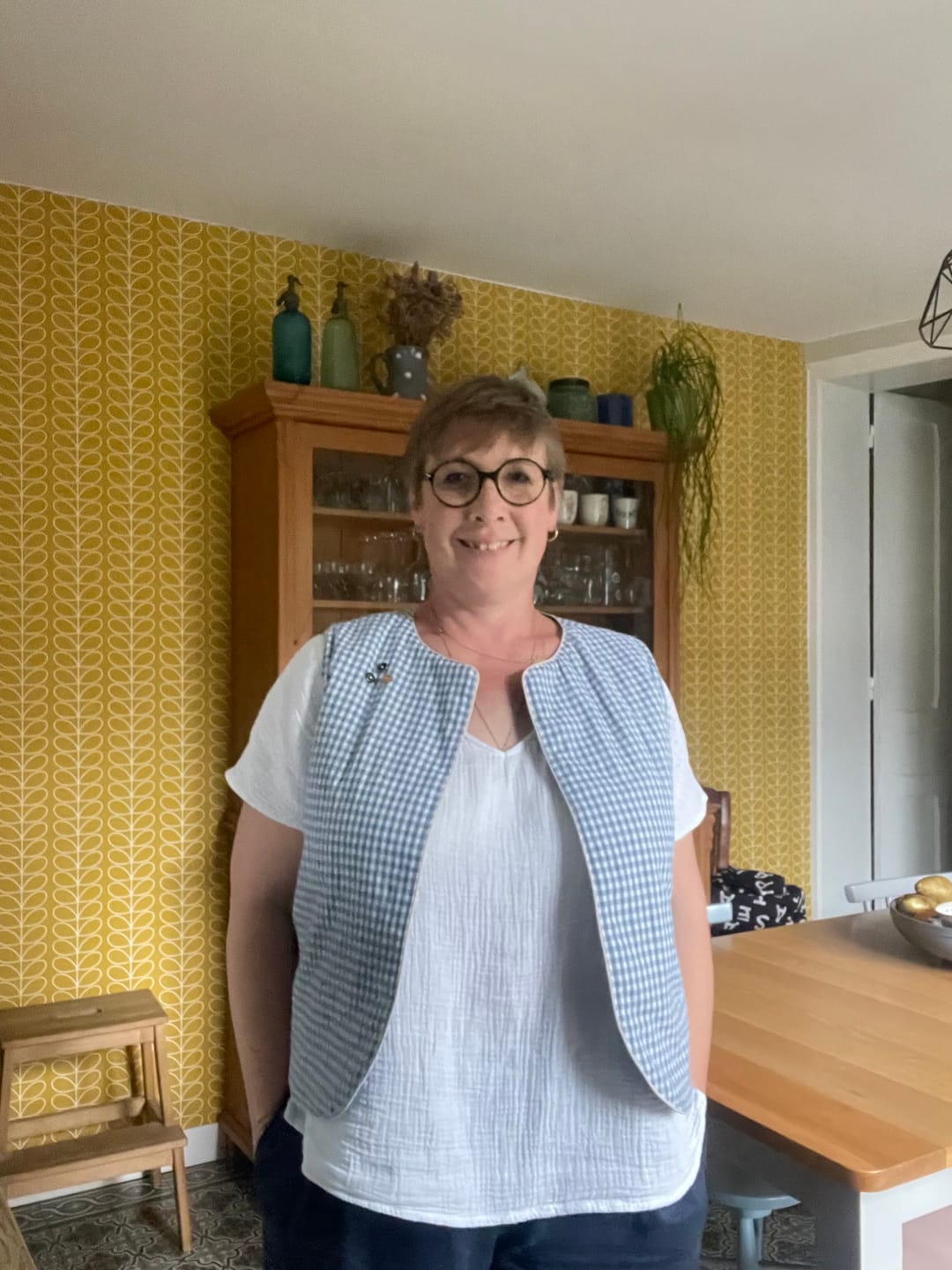 Customer photo review of Veston Gaston en matelassé jean / vichy bleu