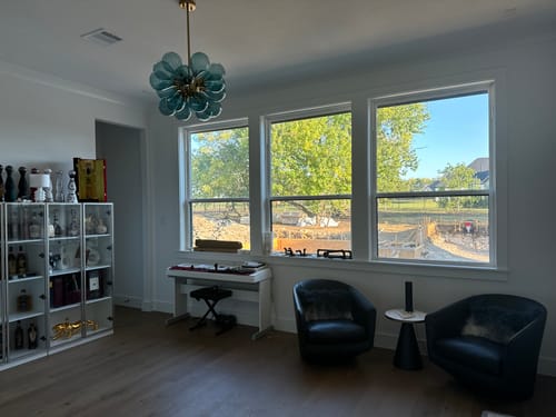 Customer photo review of Cluster Blue Glass Bubble Chandelier