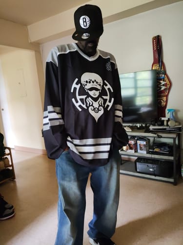 Customer photo review of Custom Black White-Gray Hockey Jersey