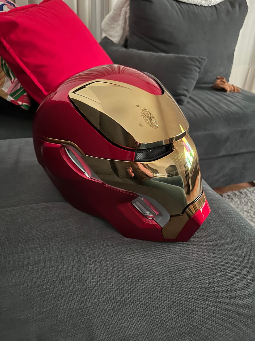 Customer photo review of Spiderman Mask  | Ring Remote Control | Movable eyes, breathable material | miles Multiverse Spider Mask