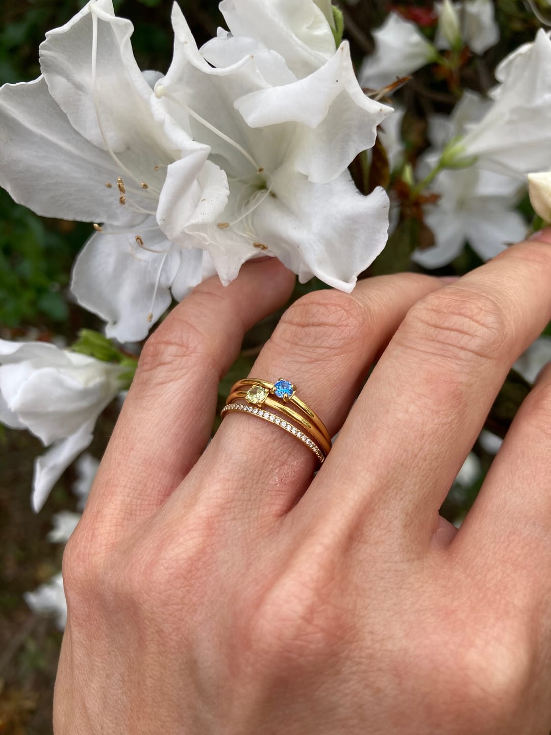 Customer photo review of Birthstone 18K Gold Rings