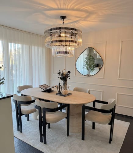 Customer photo review of Agathi Travertine Dining Table