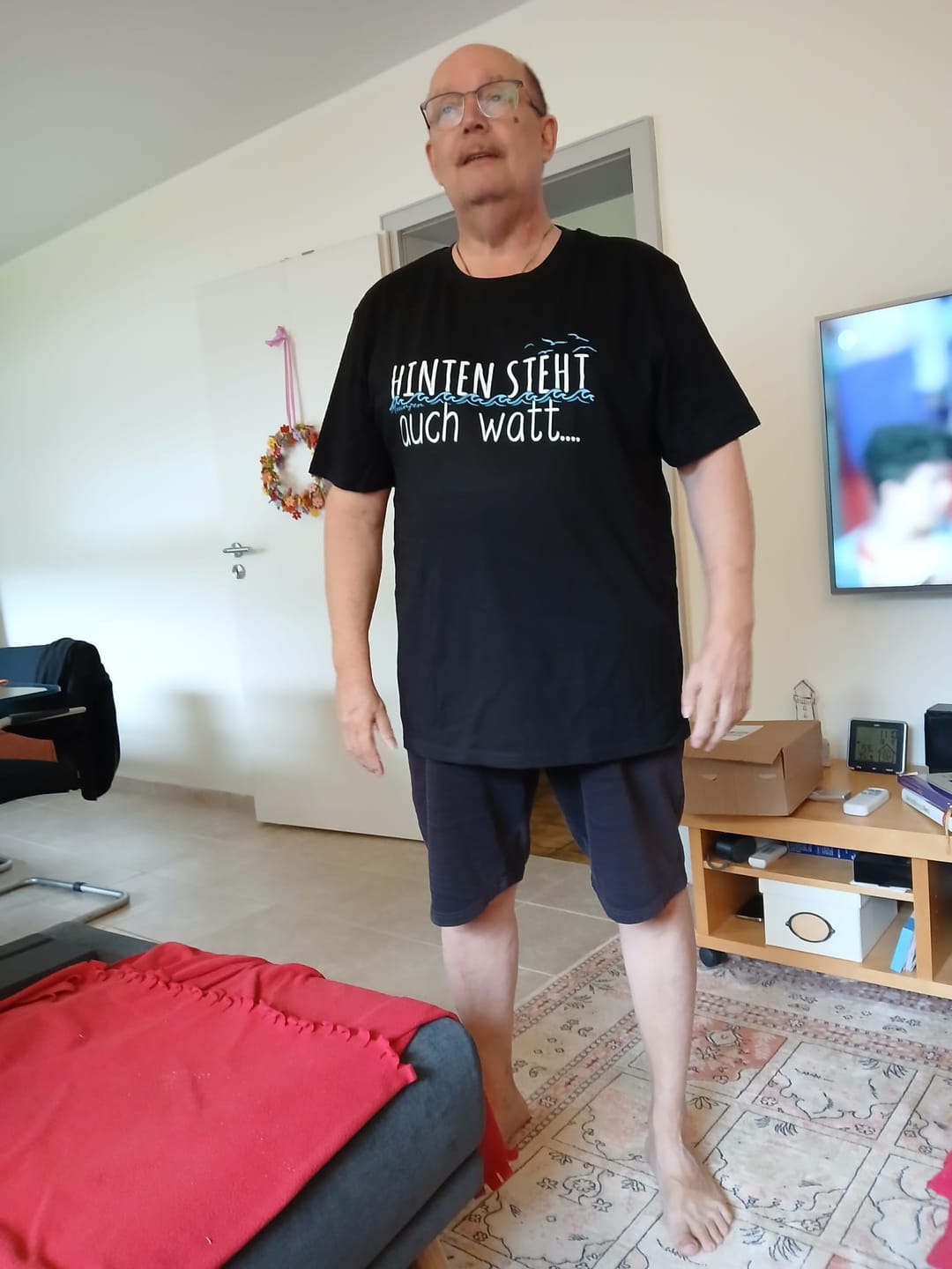 Customer photo review of Hinten steht auch watt · Herren Premium Bio T-Shirt