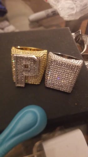 Customer photo review of TBTK Custom Men's Ring Personalized Big Baguettecz Letters Numbers Full Iced Out Cubic Zirconia Party Ring Hiphop Rapper Jewelry