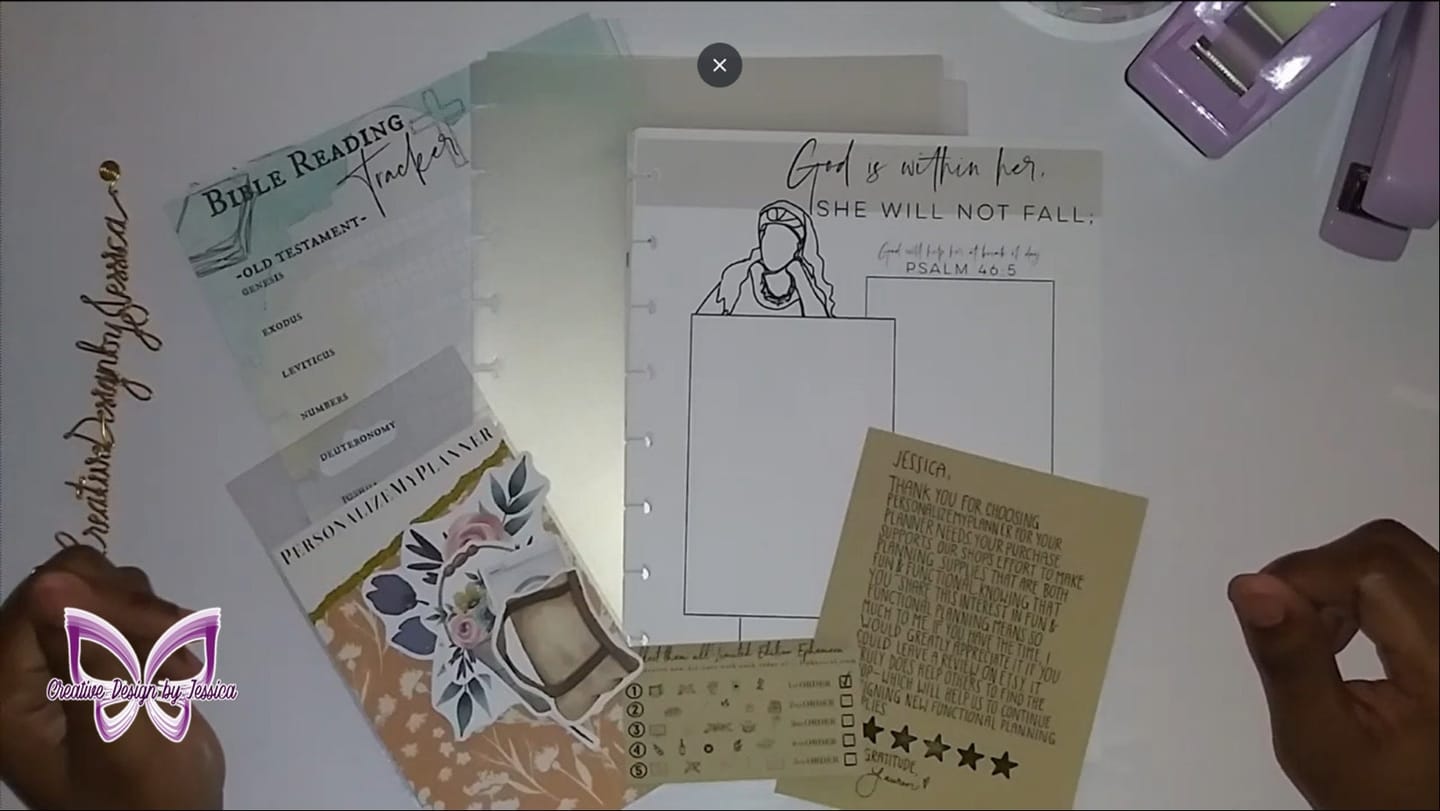 Customer photo review of Faith Planner Extension Pack, Faith Journal, 22 Printed Pages, Classic Happy Planner, Bible Study, Prayer, Pre-punched, Disc, War Binder