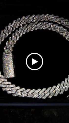Customer video review of 2-Row 12MM Moissanite Prong Cuban Link Chain 14K Gold