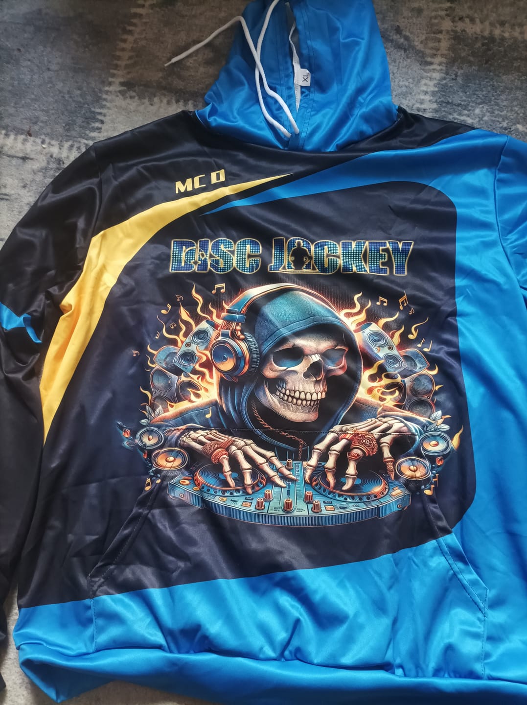 Customer photo review of Unisex Shirt, Custom Name Disc Jockey Shirt, DJ Skull Hoodie Shirt Polo Long Sleeve, Gift for DJ