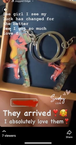Customer photo review of Personalized Couple Military Acrylic Keychain