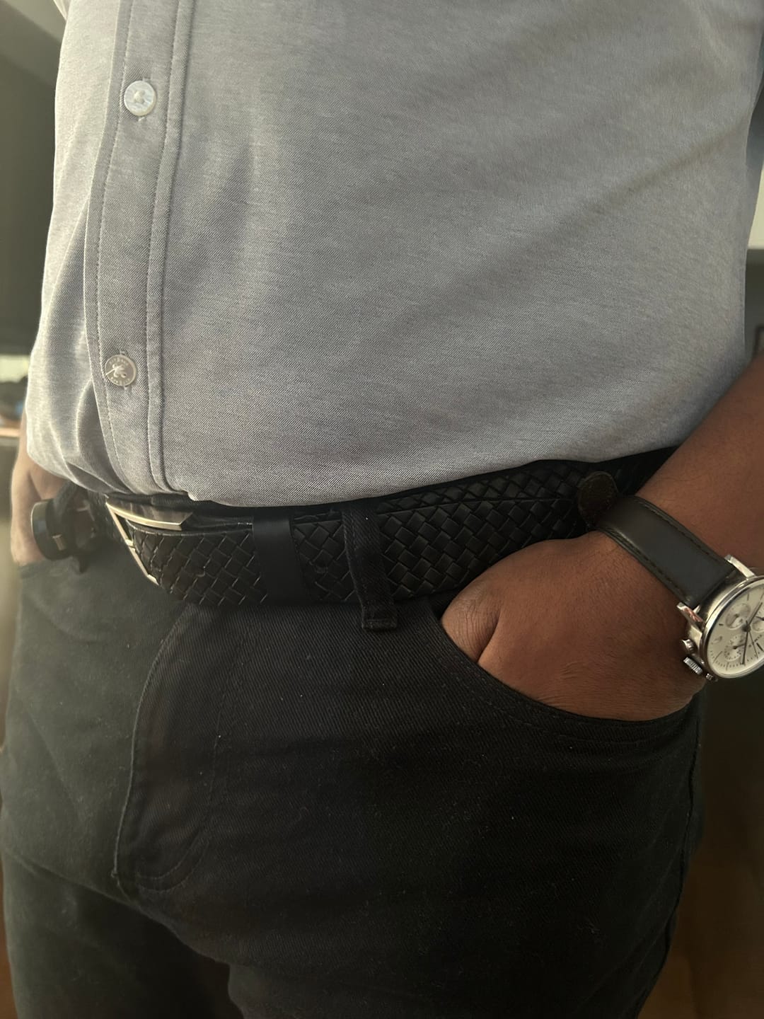 Customer photo review of The Veneto Belt - Black Braided Embossed Full Grain Leather Belt