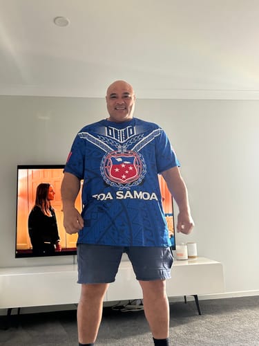 Customer photo review of Custom Toa Samoa Rugby T Shirt Samoan Warrior Pride LT12