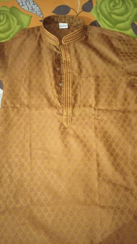 Customer photo review of Mustard jacquard Embroidered Kurta