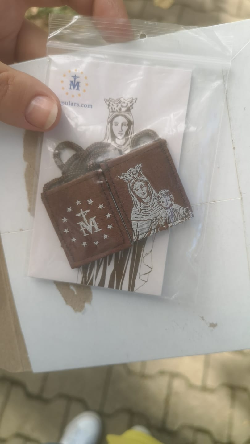 Customer photo review of OLMC Crown of Stars | Our Lady of Mt. Carmel Premium Brown Scapular