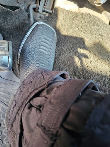 Customer photo review of Black Matte Python Leather Boots With Black Shaft — Square Toe