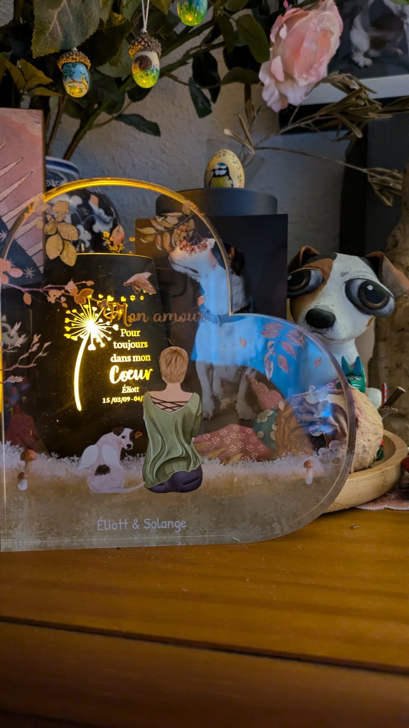 Customer photo review of Toujours à mes côtés - Cœur en verre personnalisé