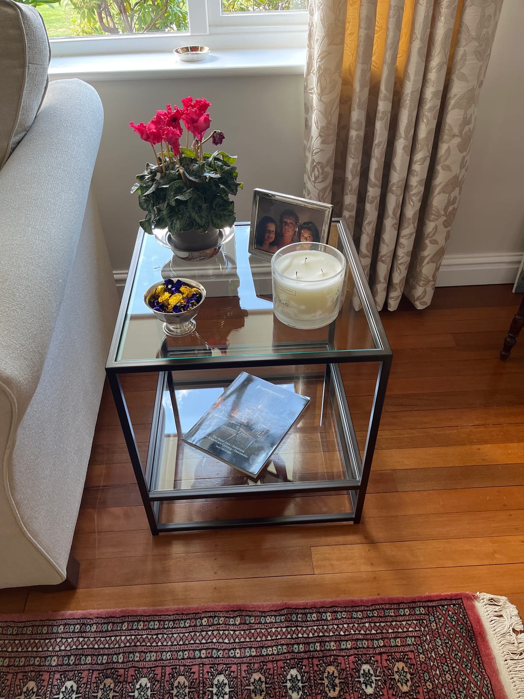 Customer photo review of Aria Glass Metal Side Table - Dark Bronze