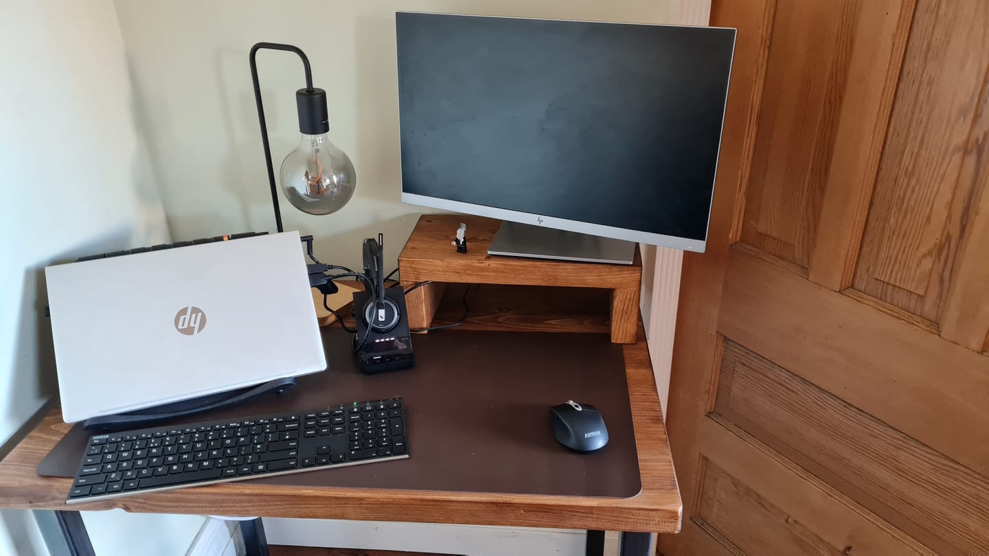 Customer photo review of Rustic Monitor Stand | Wooden Sides