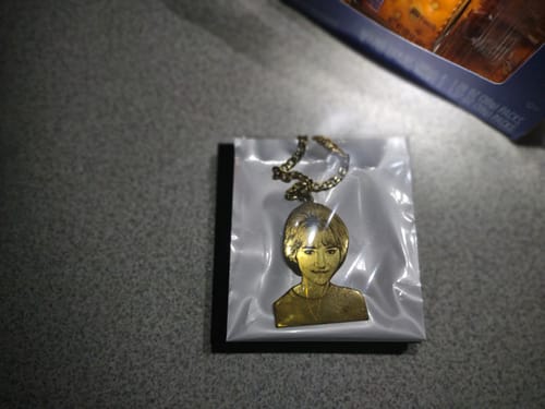 Customer photo review of Custom Photo Engraved Pendant Necklace